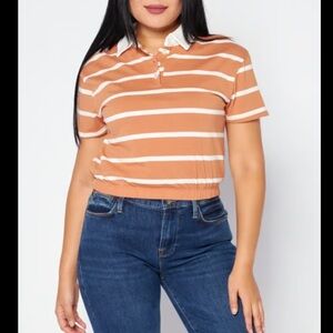 🟢NWT Womens Collared Striped Polo Top